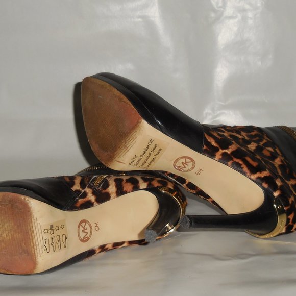 Michael Kors Black, Gold and Animal Print Bootie - Picture 5 of 15
